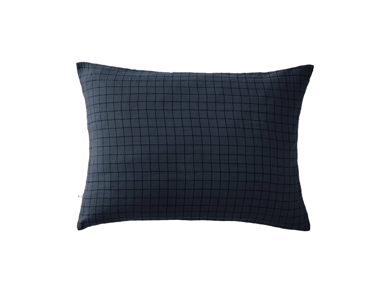 Taie d'oreiller à carreaux double gaze de coton marine 50x70
