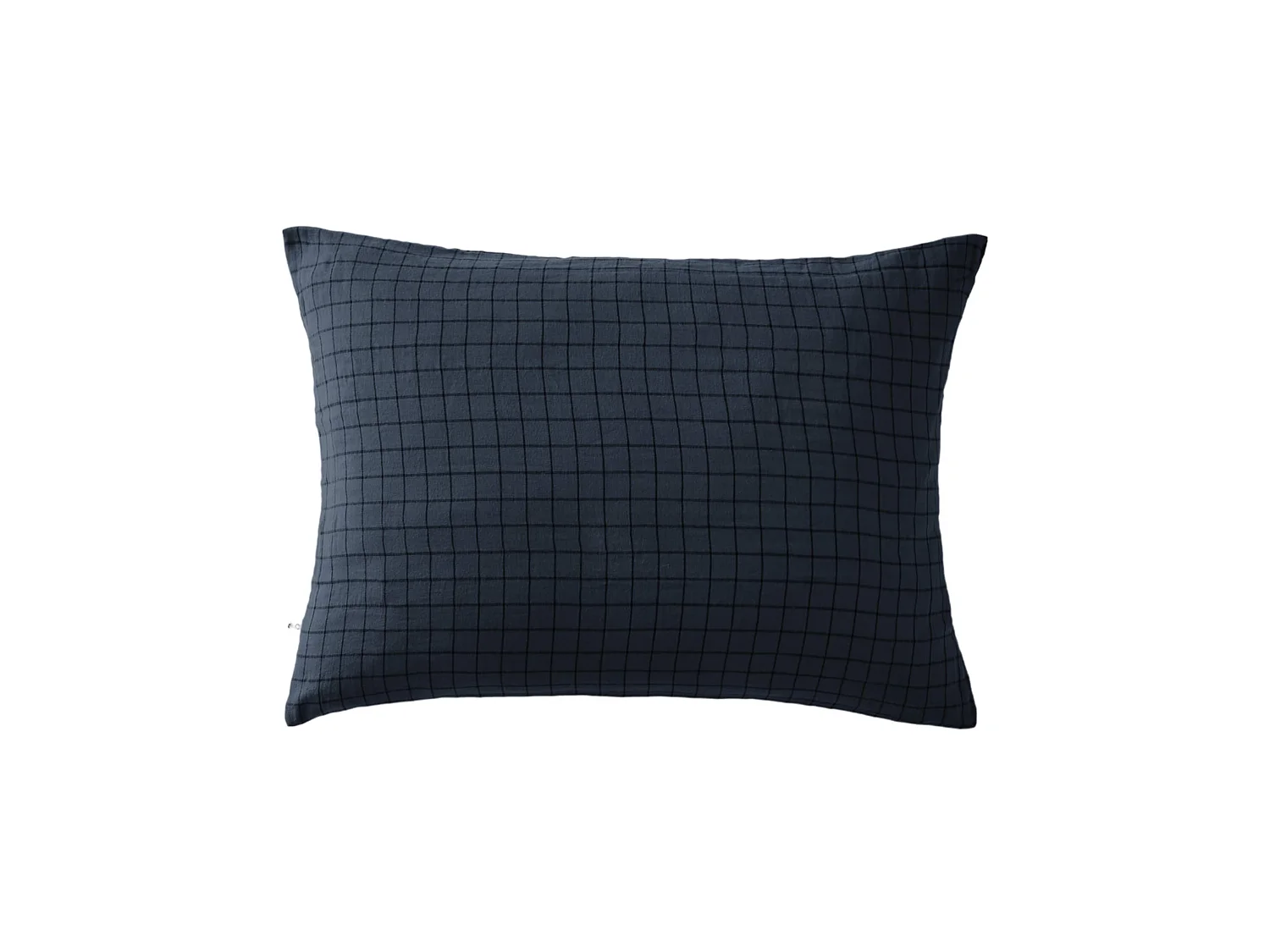 Taie d'oreiller à carreaux double gaze de coton marine 50x70