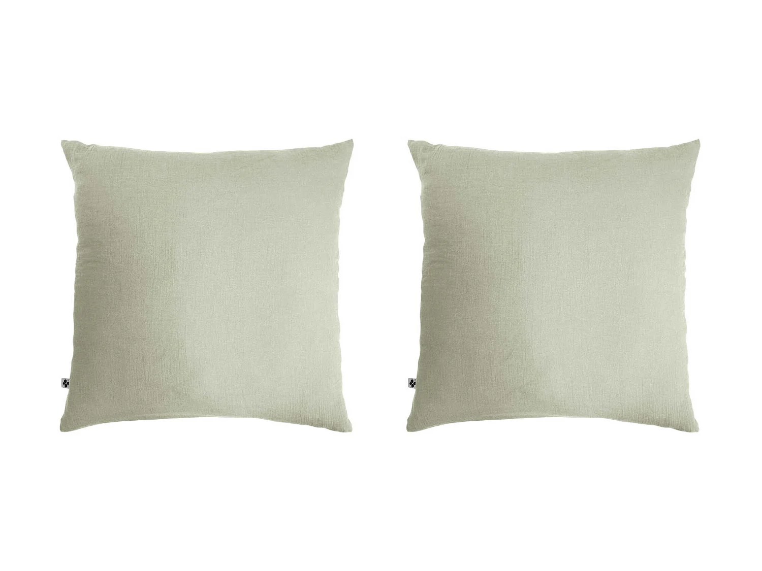 Lot de 2 taies d'oreillers double gaze de coton vert d'eau 60x60 cm