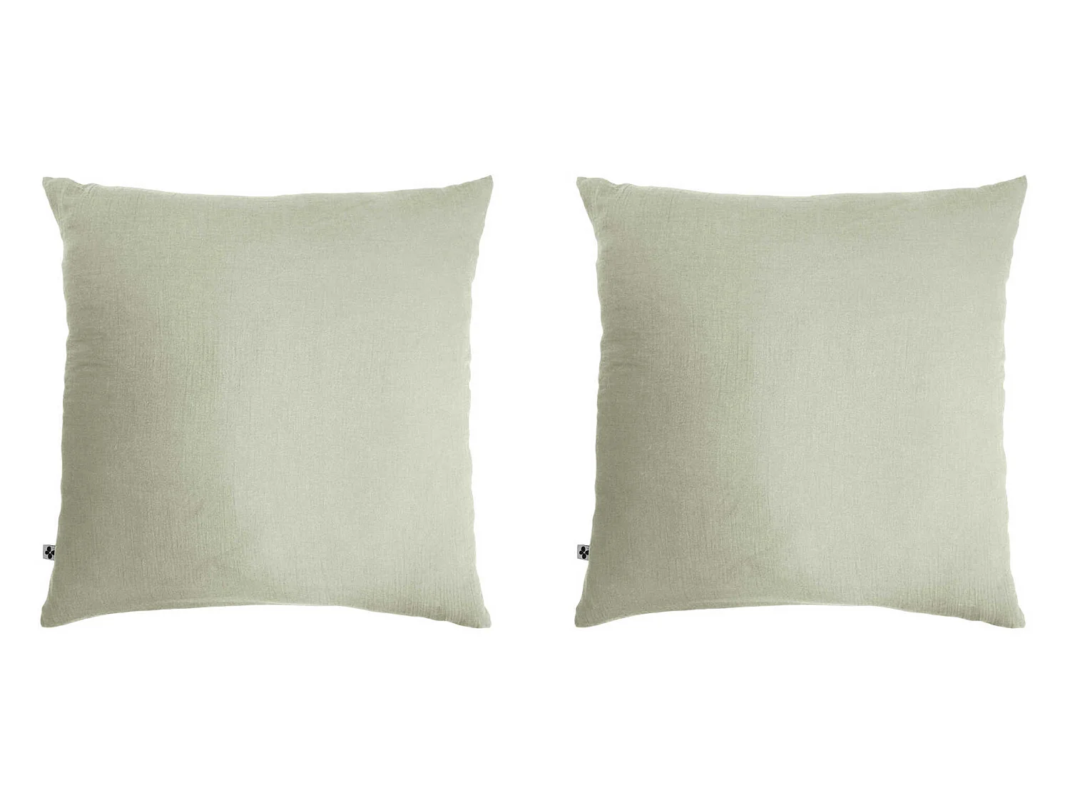 Lot de 2 taies d'oreillers double gaze de coton vert d'eau 60x60 cm