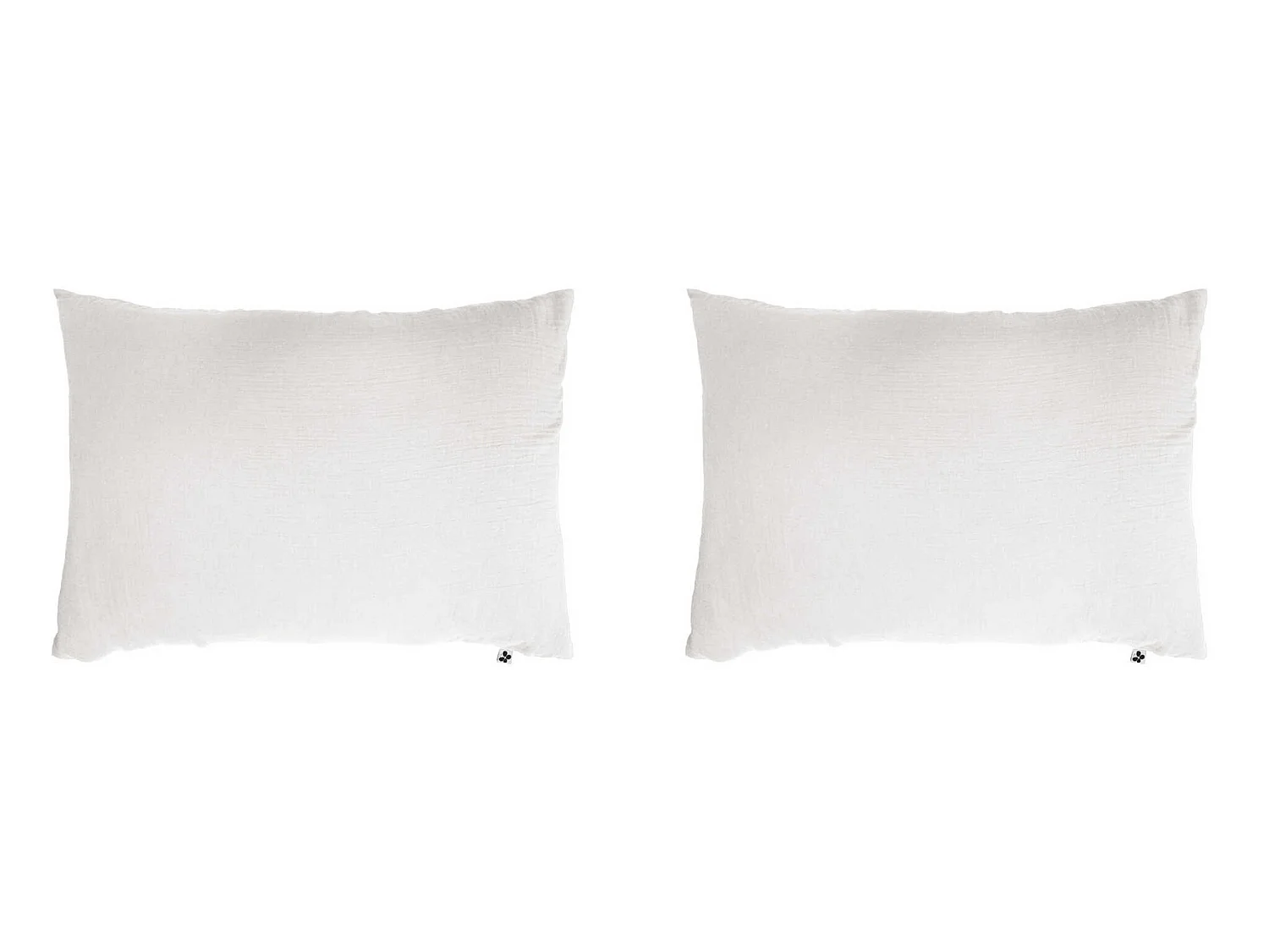 Lot de 2 taies d'oreillers double gaze de coton blanc 50x70 cm
