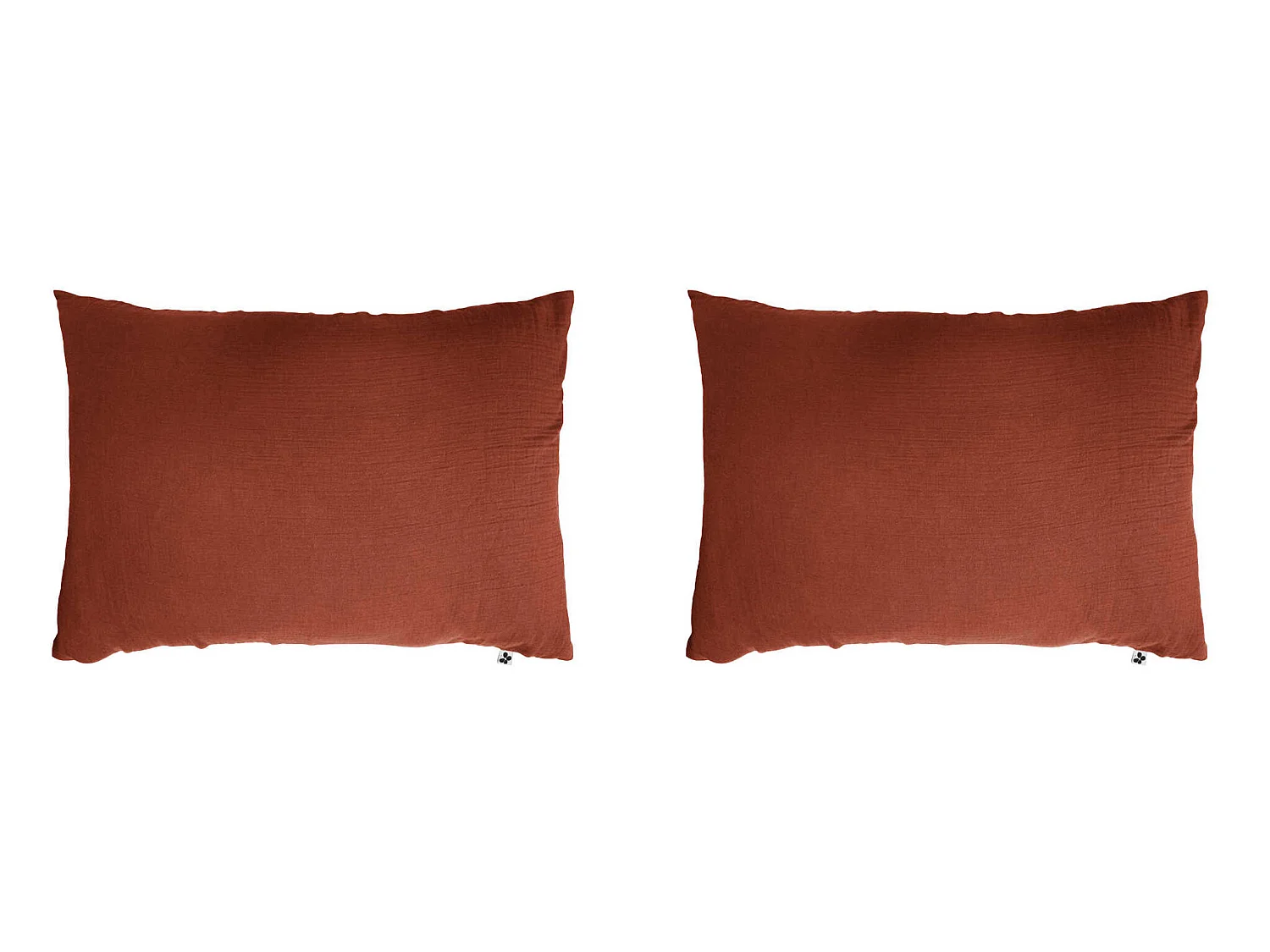 Lot de 2 taies d'oreillers double gaze de coton orange terracotta 50x70 cm