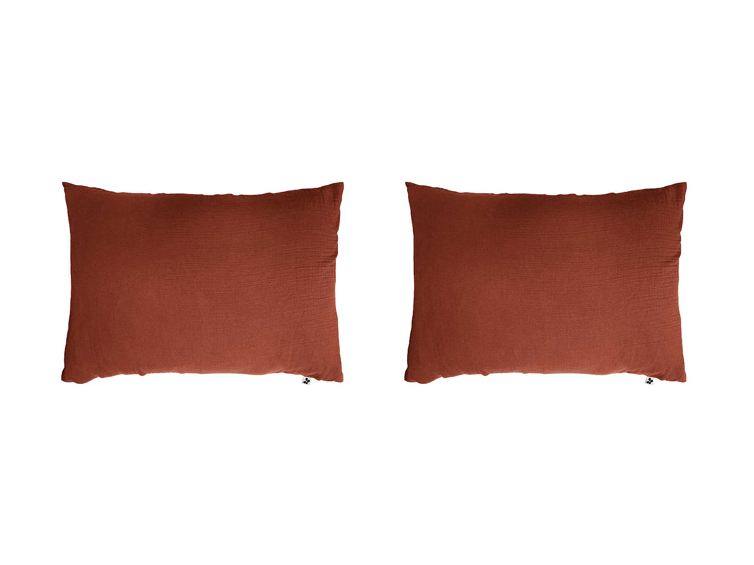 Lot de 2 taies d'oreillers double gaze de coton orange terracotta 50x70 cm