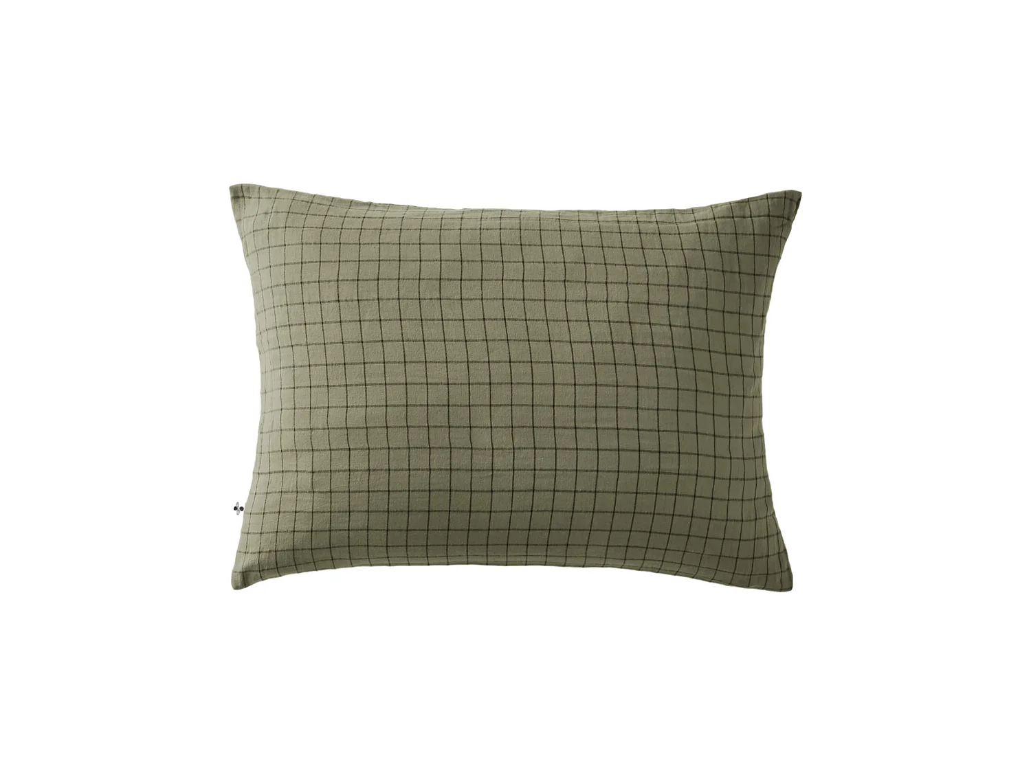 Taie d'oreiller à carreaux double gaze de coton kaki 50x70