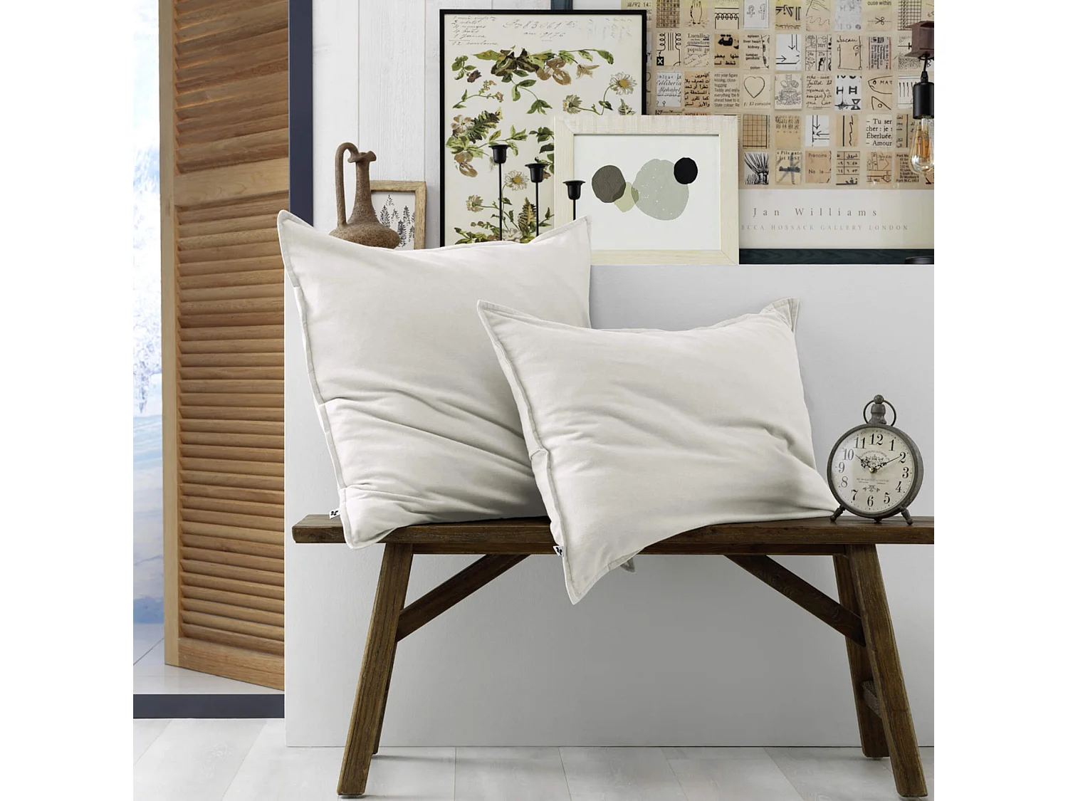 Lot de 2 taies d'oreiller flanelle blanc 50x70 cm