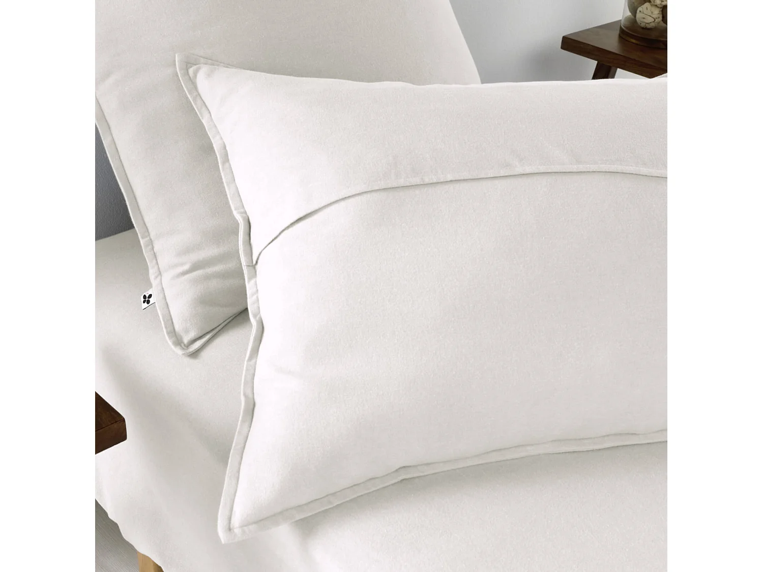 Lot de 2 taies d'oreiller flanelle blanc 50x70 cm
