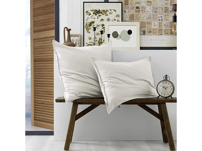 Lot de 2 taies d'oreiller flanelle blanc 50x70 cm