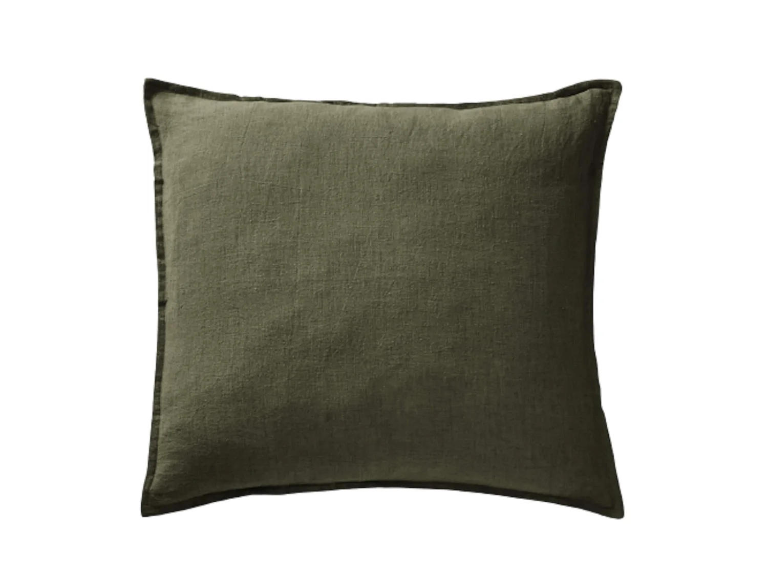 Taie d'oreiller lin lavé kaki 60x60