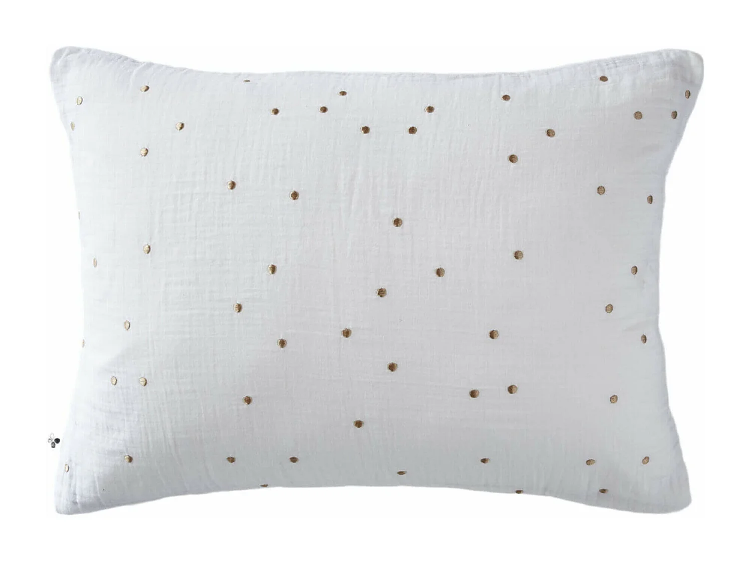Taie d'oreiller à pois brodés double gaze de coton blanc 50x70 cm