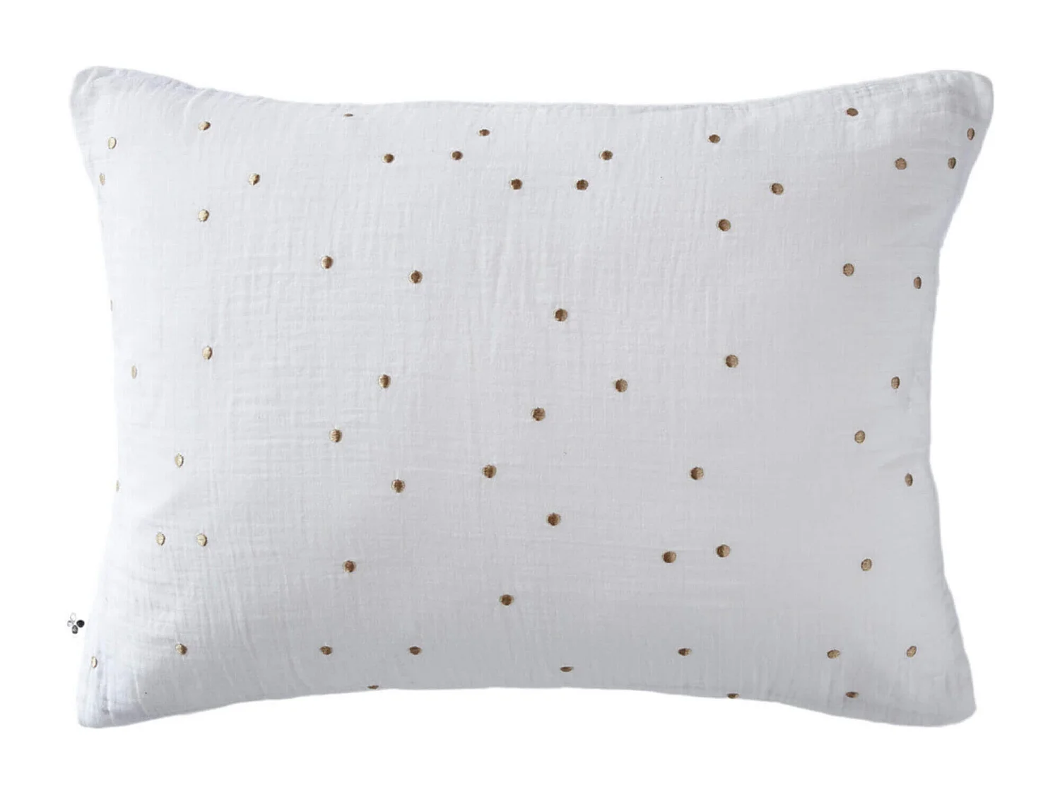 Taie d'oreiller à pois brodés double gaze de coton blanc 50x70 cm