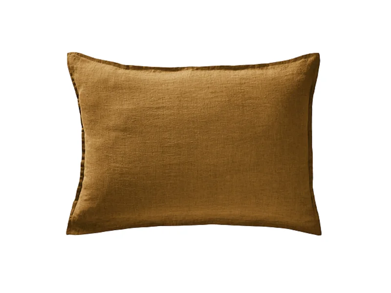 Taie d'oreiller lin lavé marron 50x70