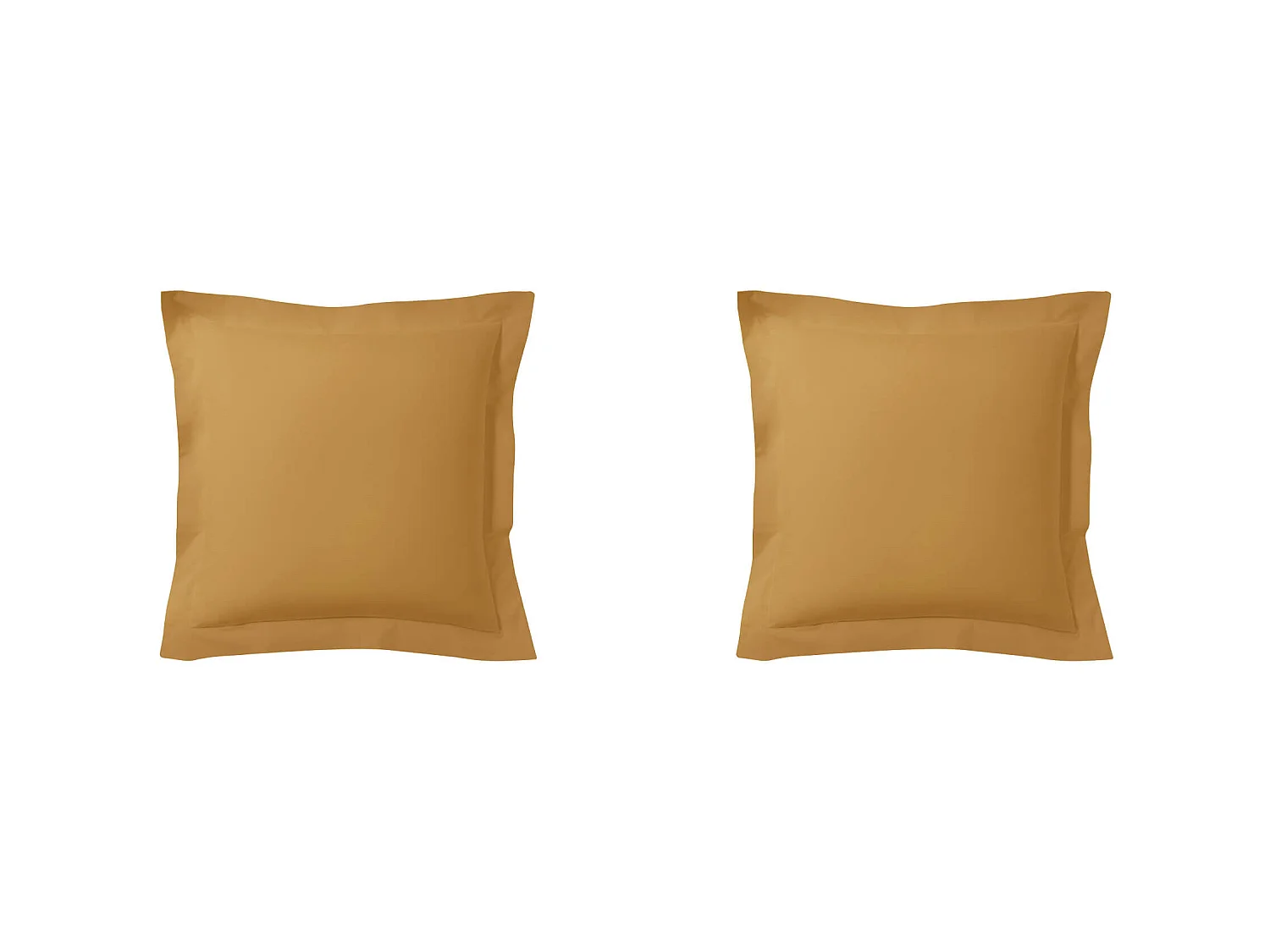 Lot de 2 taies d'oreillers curry 100% coton biologique 65x65 cm