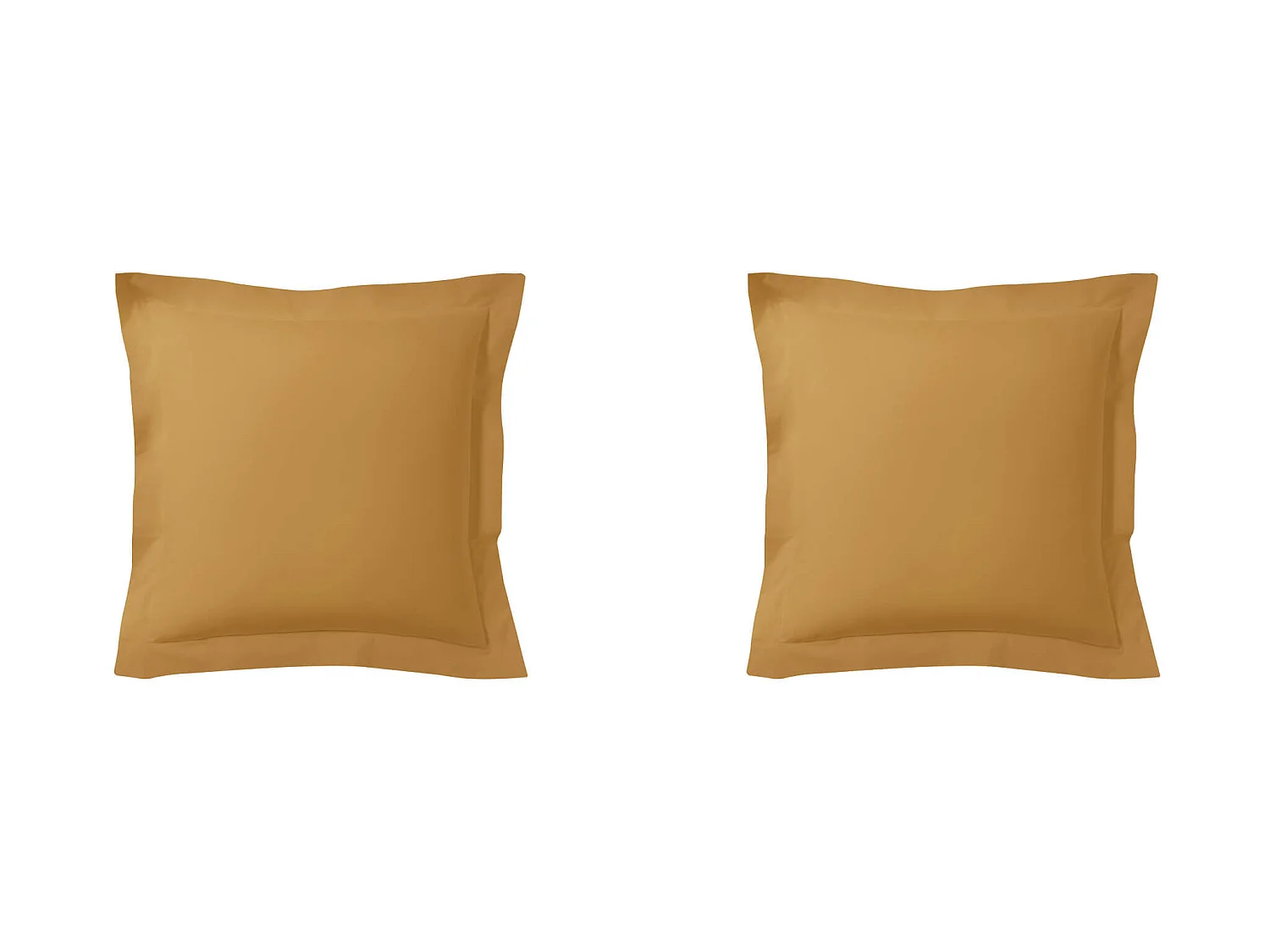 Lot de 2 taies d'oreillers curry 100% coton biologique 65x65 cm