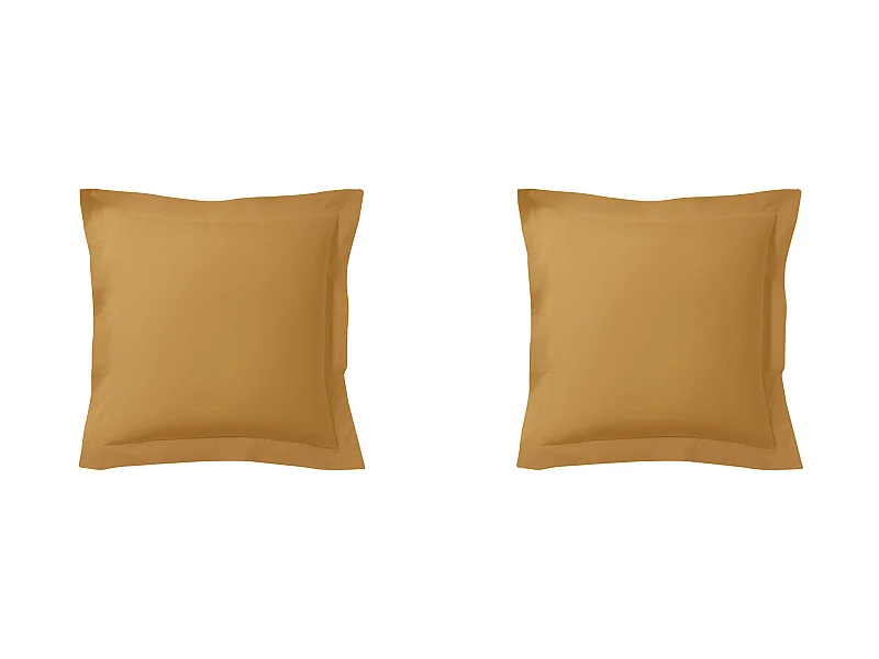 Lot de 2 taies d'oreillers curry 100% coton biologique 65x65 cm