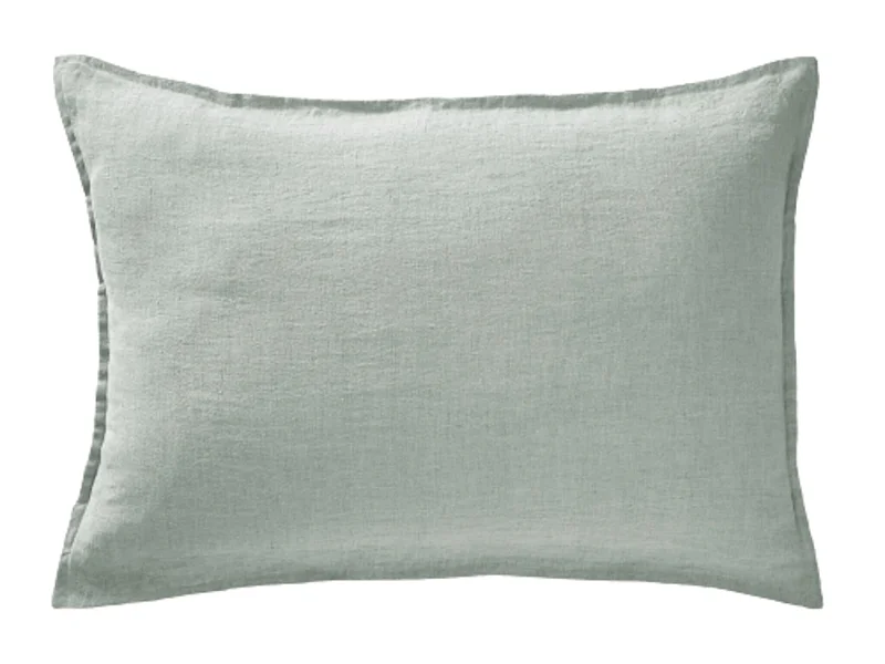 Taie d'oreiller lin lavé vert 50x70