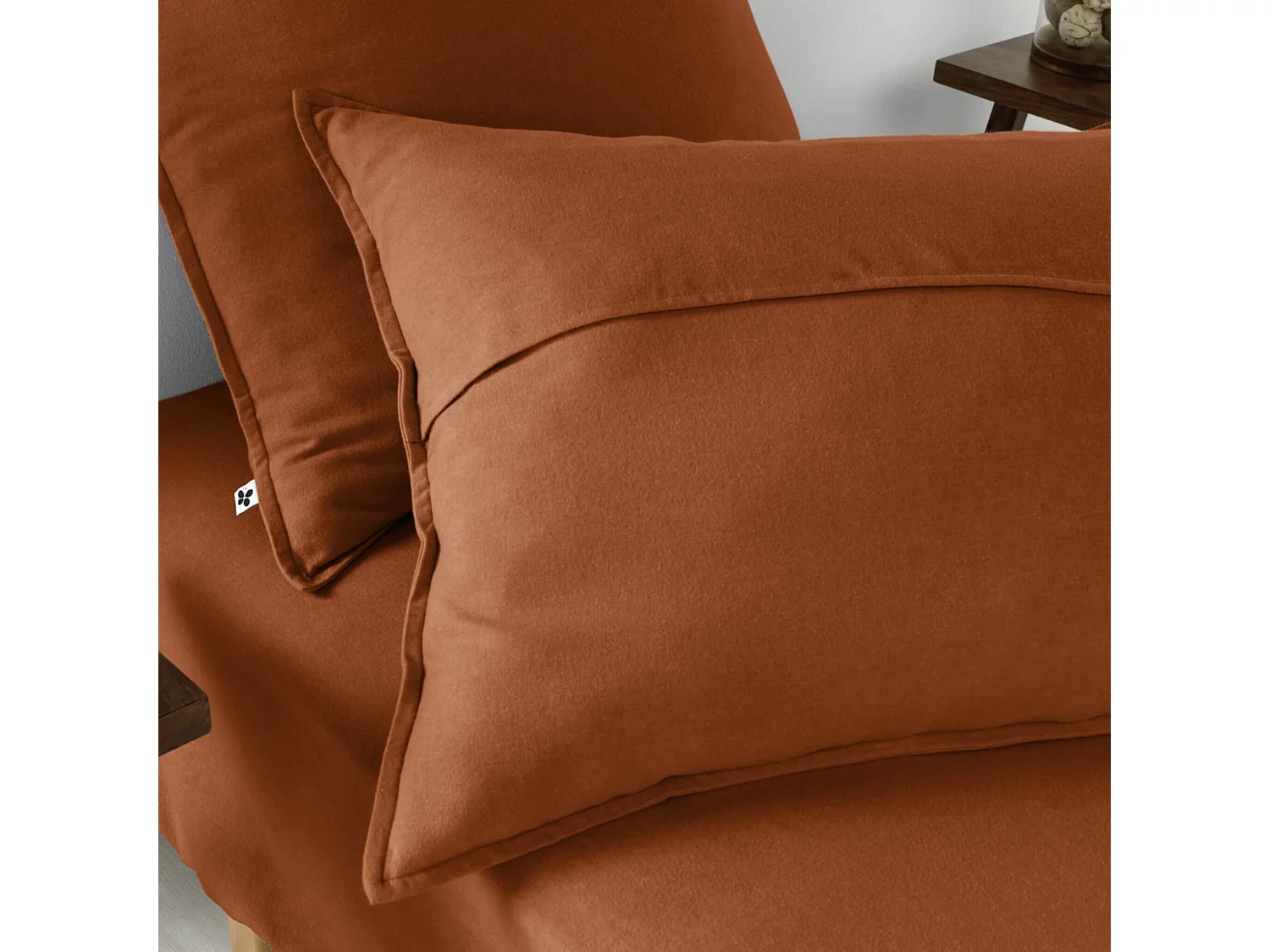 Lot de 2 taies d'oreiller flanelle orange 63x63 cm