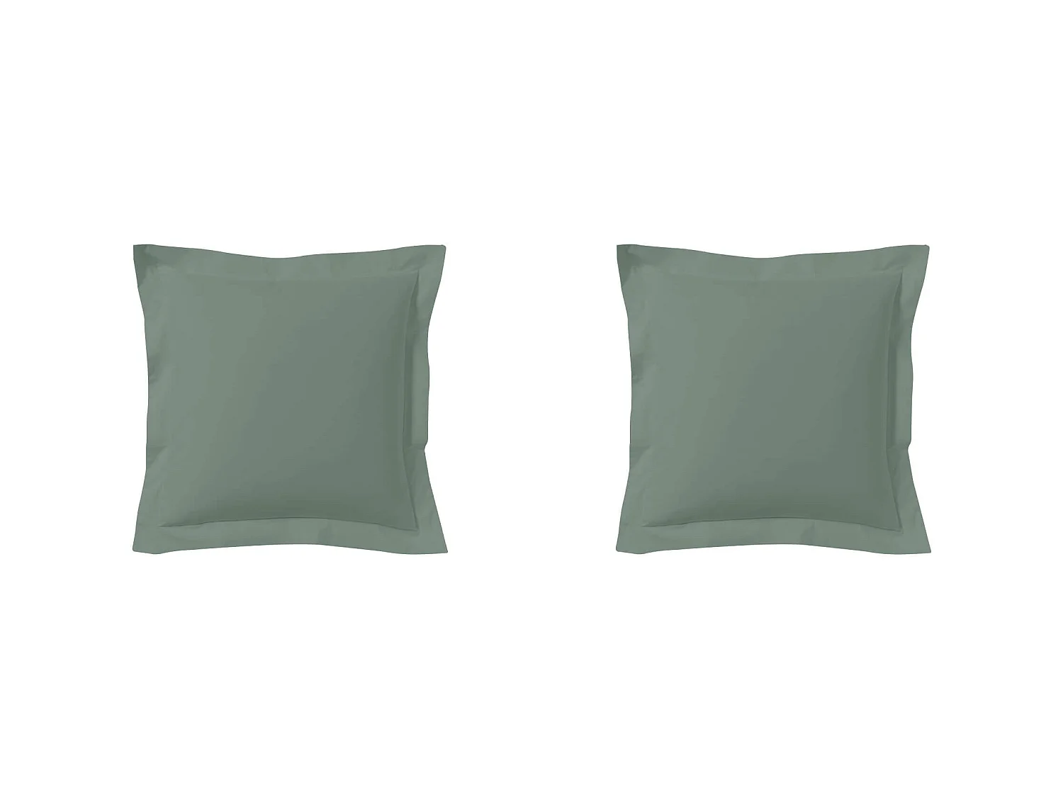 Lot de 2 taies d'oreillers vert de gris 100% coton 65x65 cm