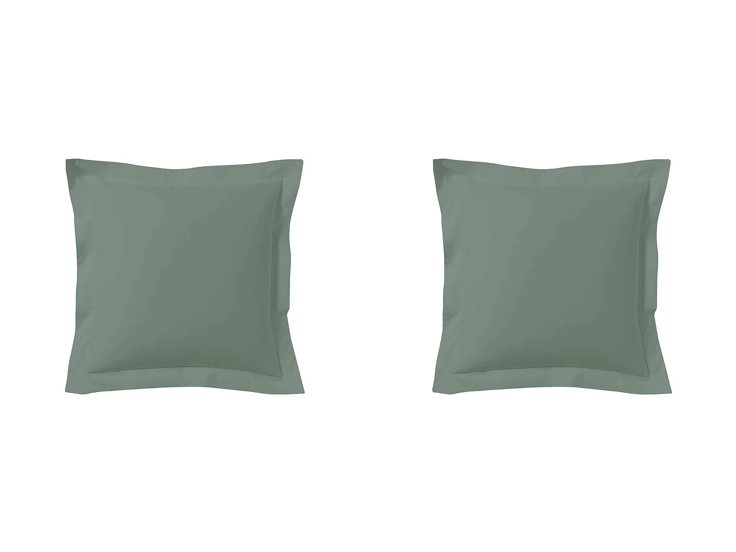Lot de 2 taies d'oreillers vert de gris 100% coton 65x65 cm
