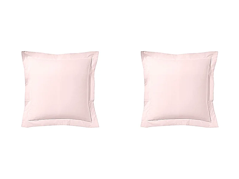 Lot de 2 taies d'oreiller rose aube 100% lin 65x65 cm