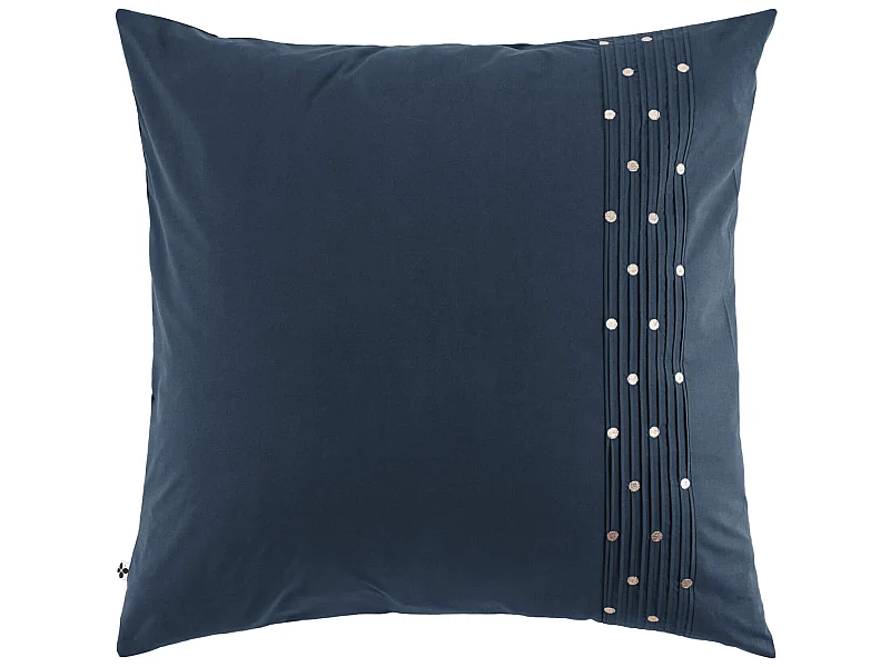 Taie d'oreiller brodée plis religieuses marine 63x63 cm