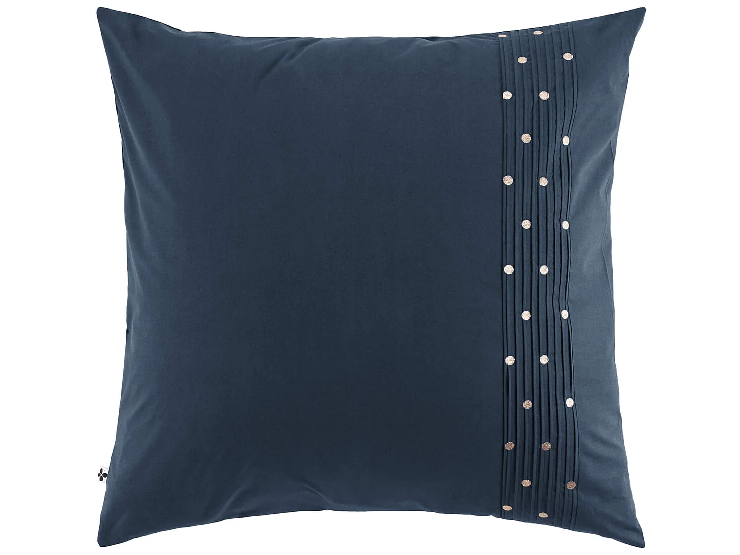 Taie d'oreiller brodée plis religieuses marine 63x63 cm