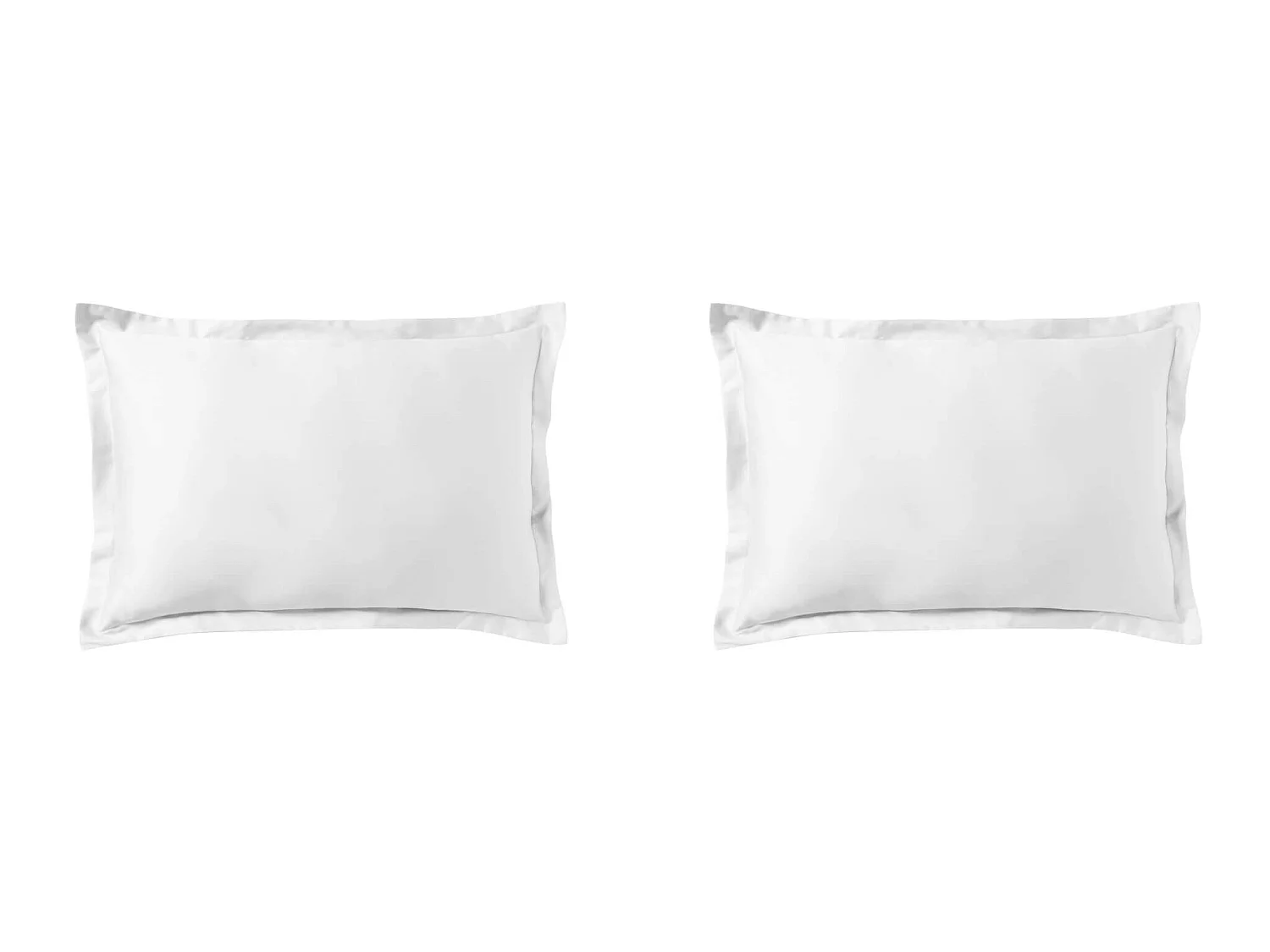 Lot de 2 taies d'oreiller blanc 100% satin de coton 50x70 cm