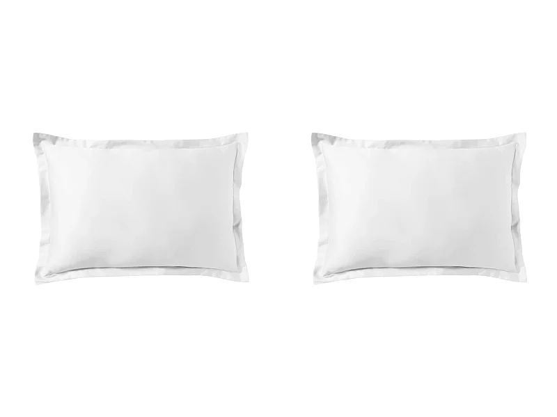Lot de 2 taies d'oreiller blanc 100% satin de coton 50x70 cm