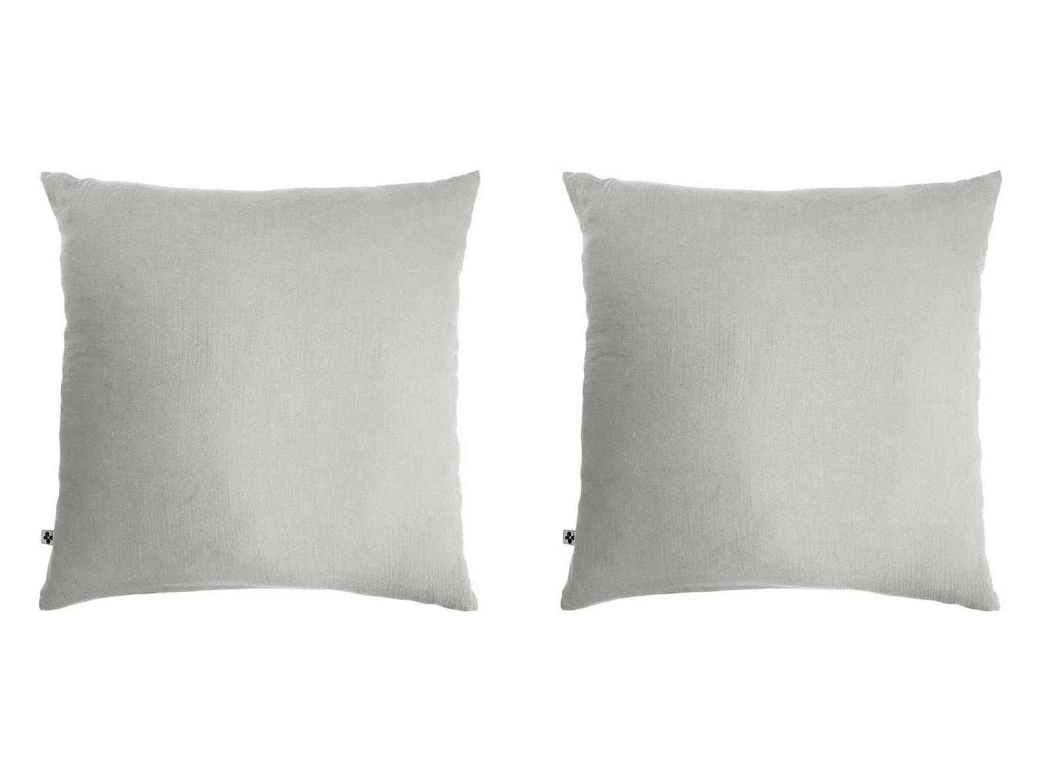 Lot de 2 taies d'oreillers double gaze de coton gris 60x60 cm