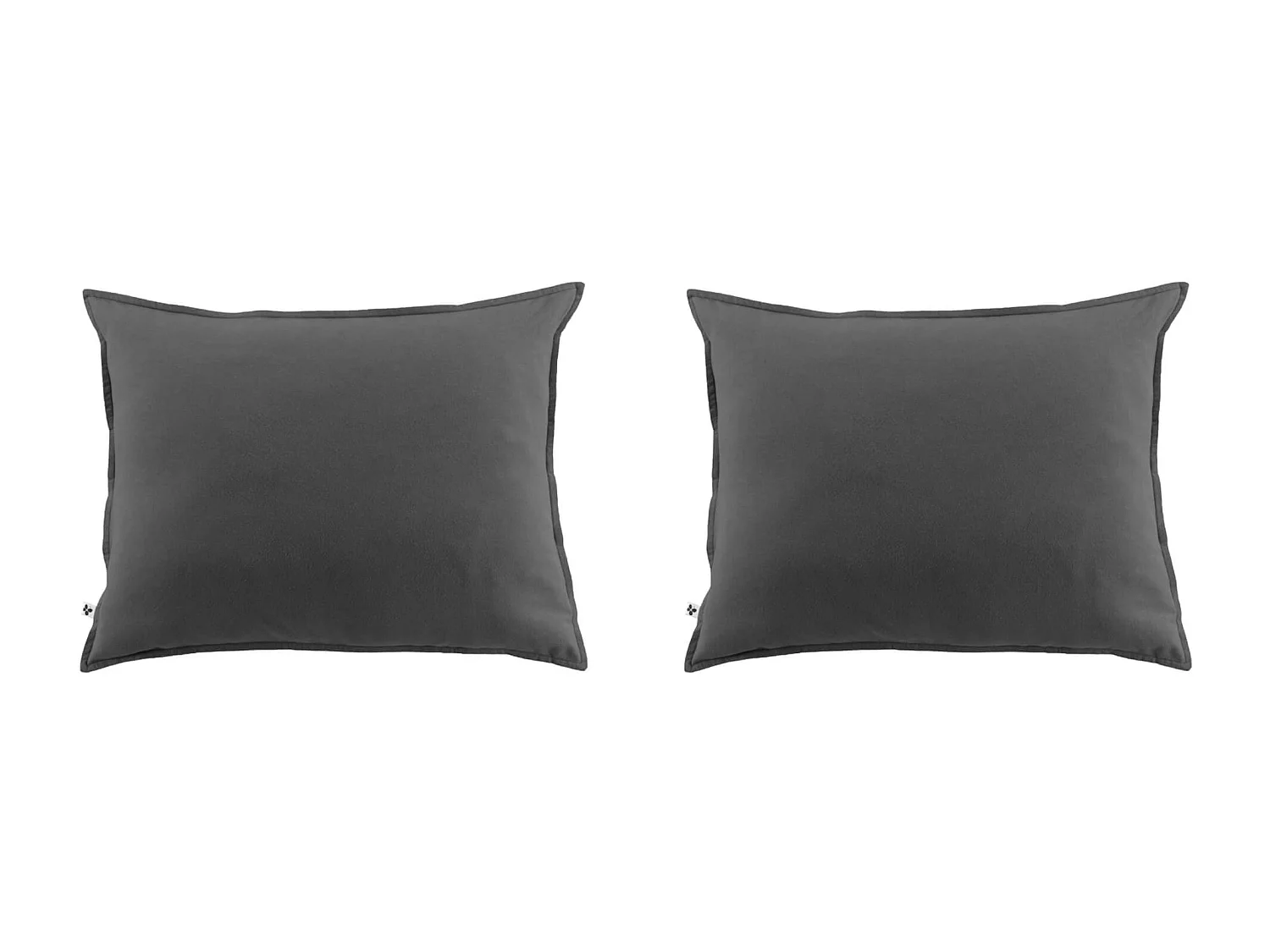 Lot de 2 taies d'oreiller flanelle anthracite 63x63 cm