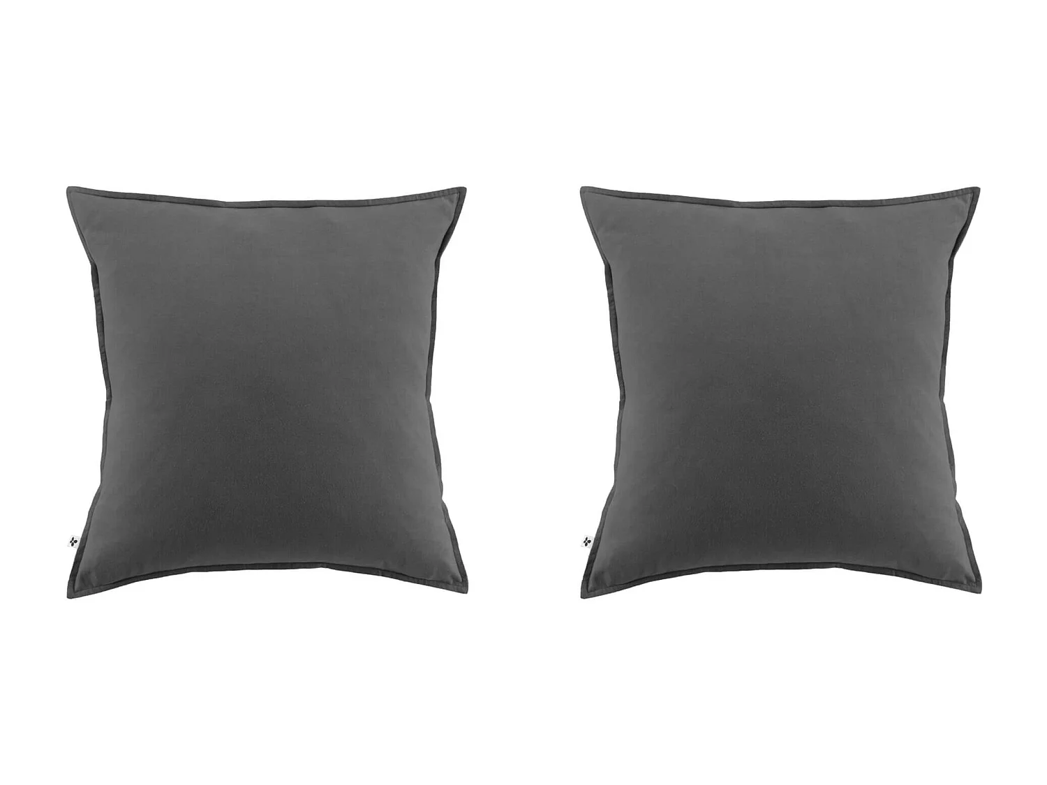 Lot de 2 taies d'oreiller flanelle anthracite 63x63 cm