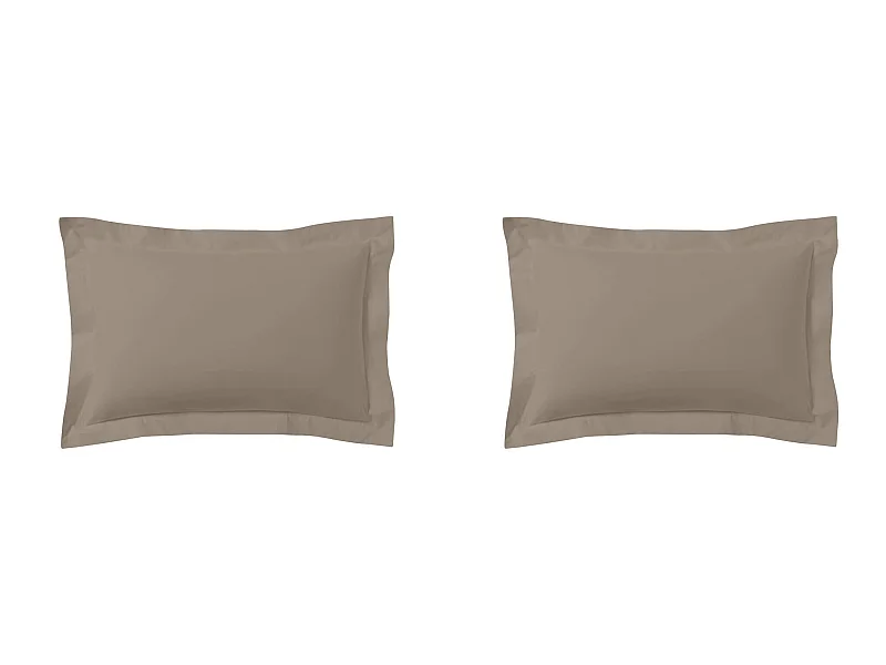 Lot de 2 taies d'oreillers biscuit 100% coton 50x70 cm