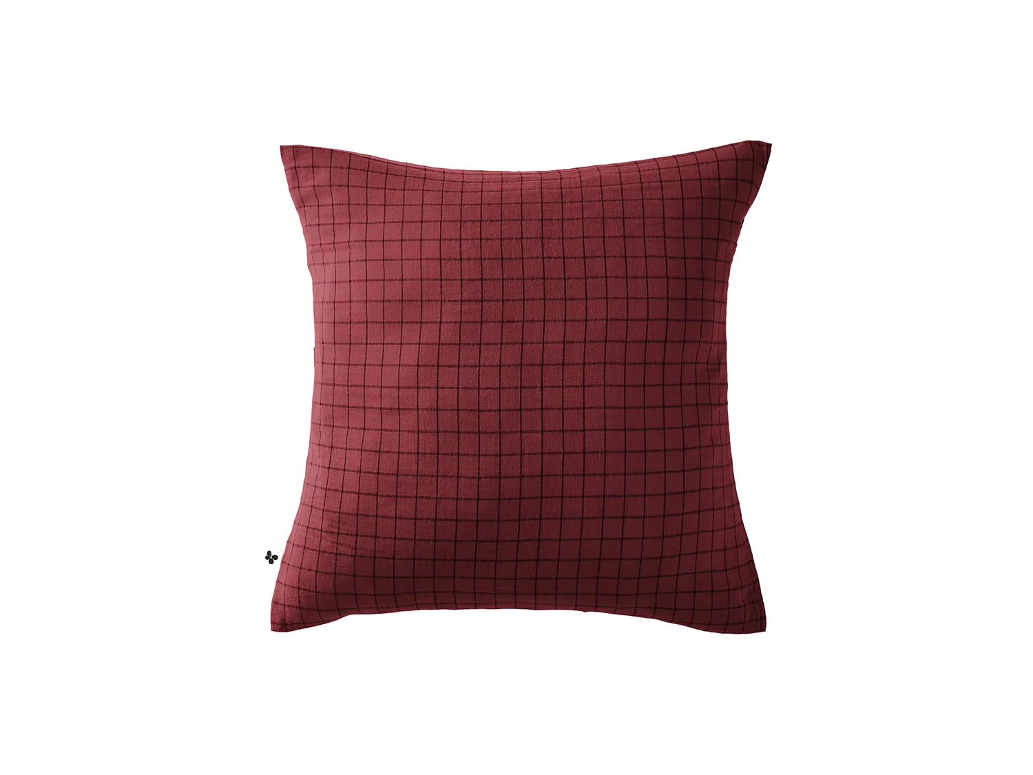 Taie d'oreiller à carreaux double gaze de coton bordeaux 60x60
