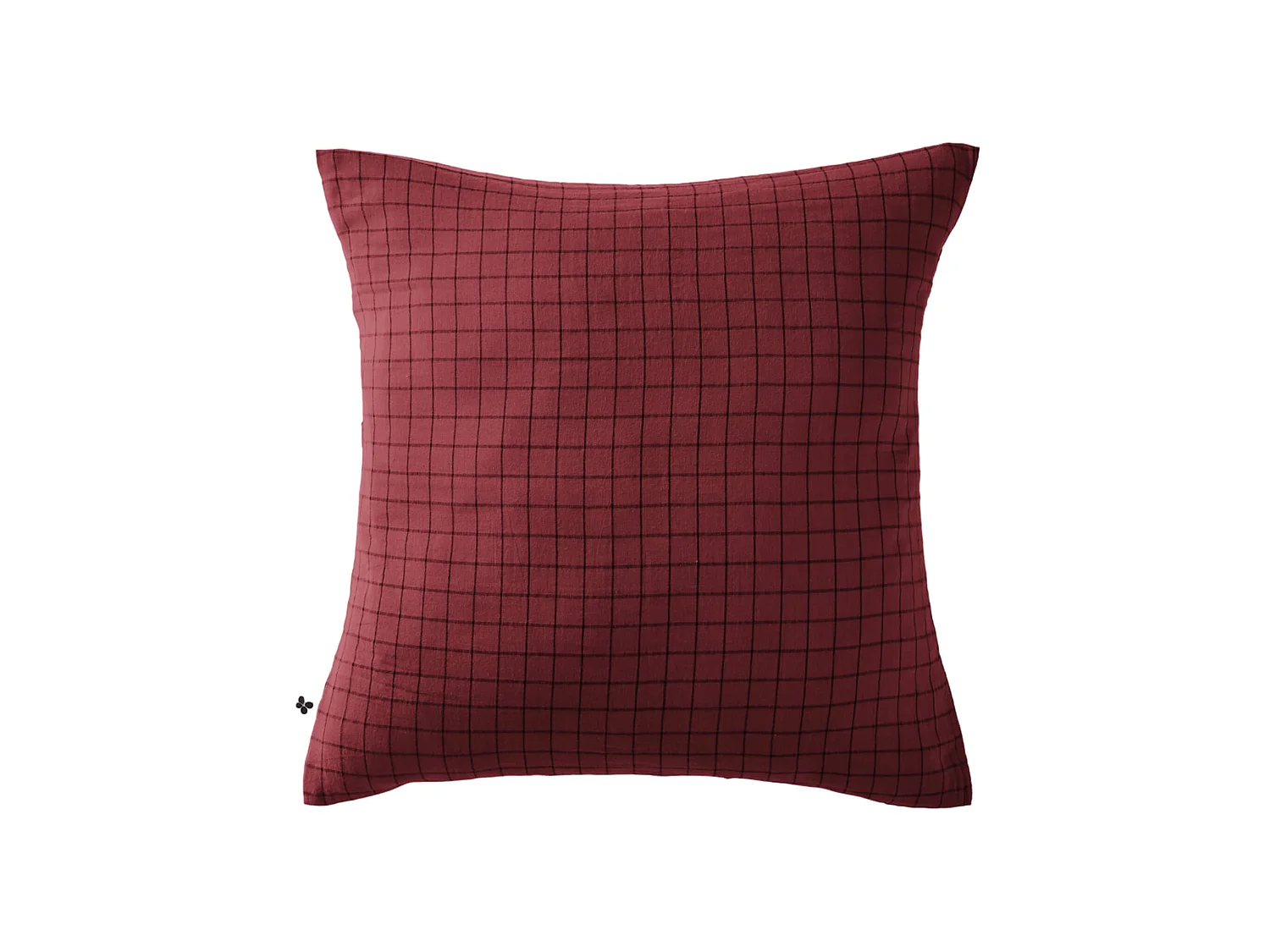 Taie d'oreiller à carreaux double gaze de coton bordeaux 60x60