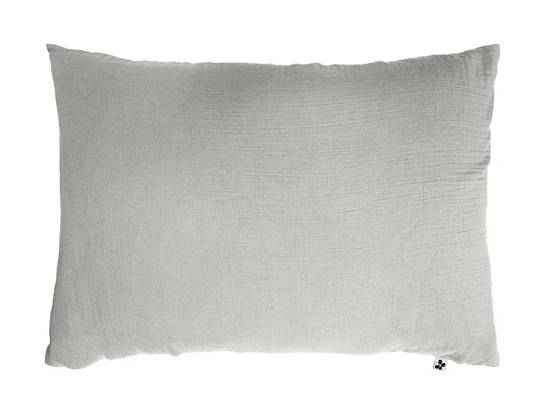Taie d'oreiller double gaze de coton gris 50x70 cm