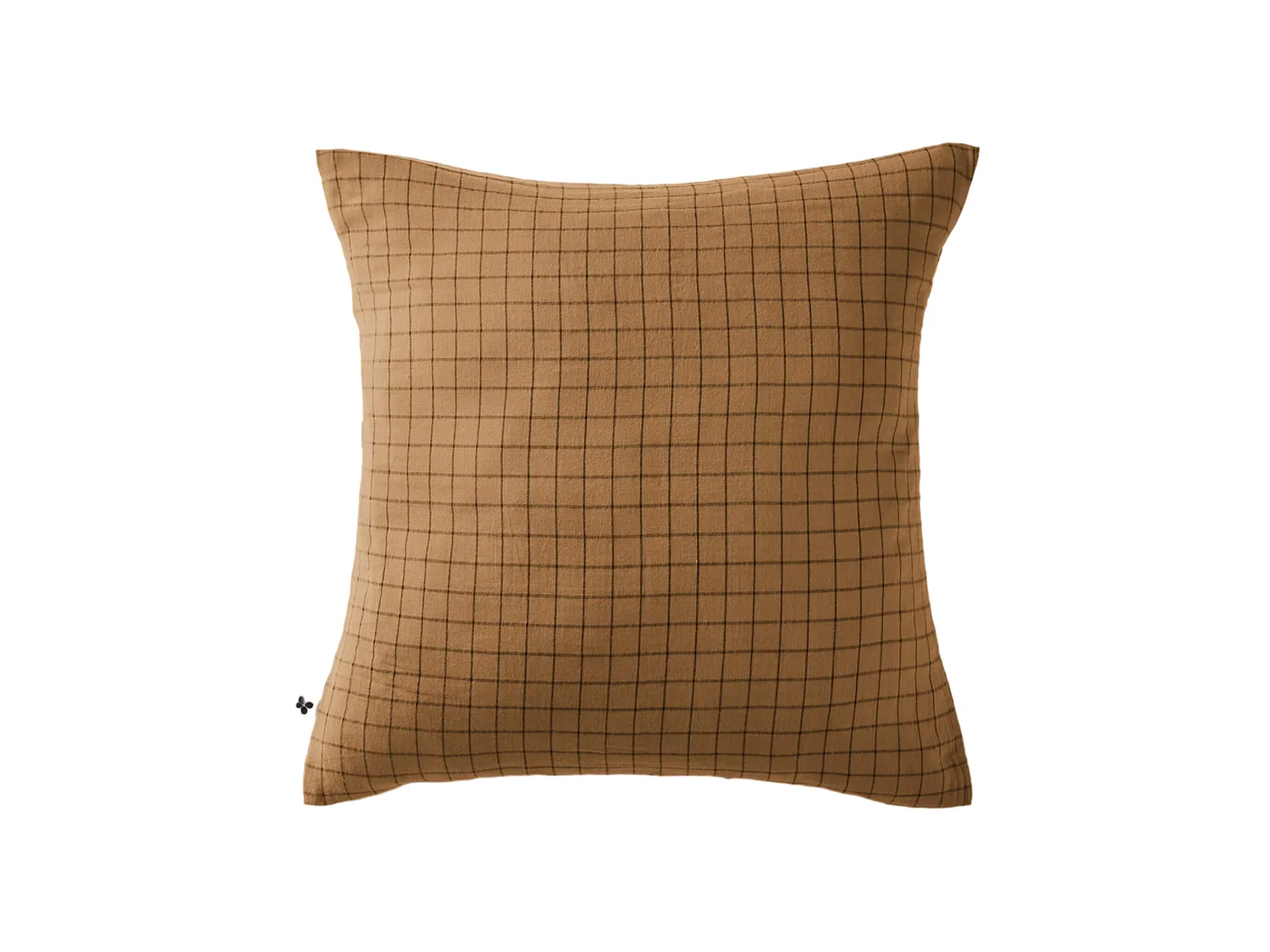 Taie d'oreiller à carreaux double gaze de coton marron 60x60