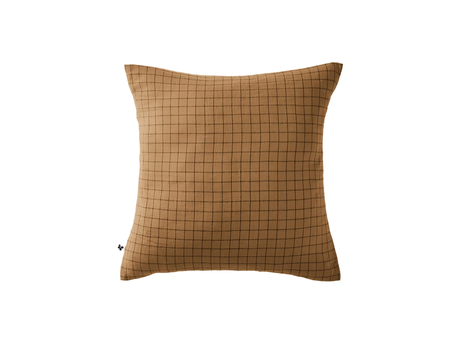 Taie d'oreiller à carreaux double gaze de coton marron 60x60