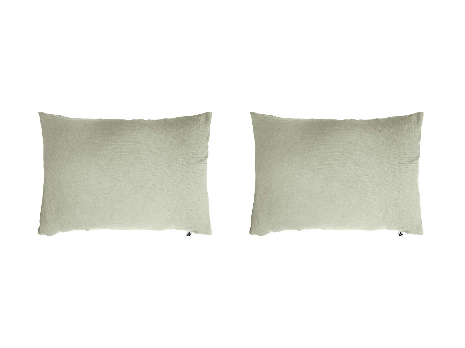 Lot de 2 taies d'oreillers double gaze de coton vert d'eau 50x70 cm