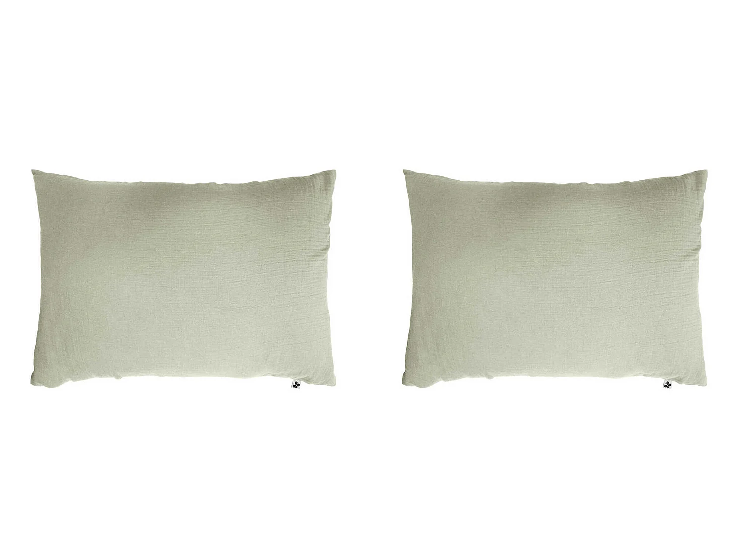 Lot de 2 taies d'oreillers double gaze de coton vert d'eau 50x70 cm