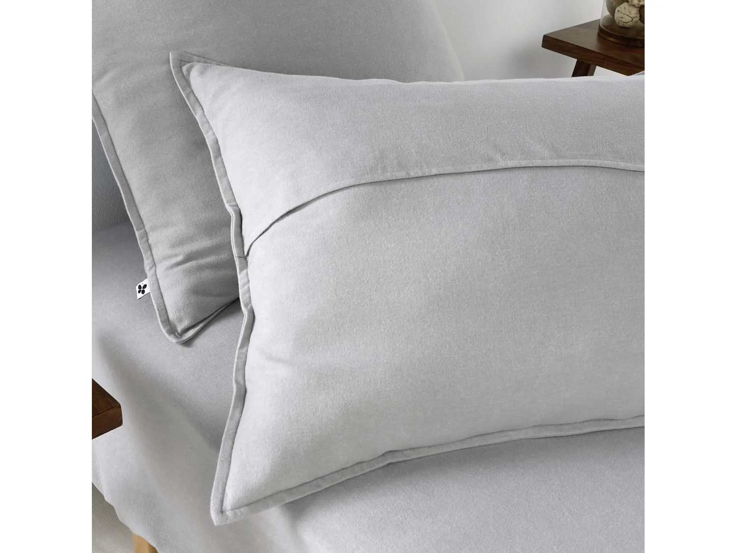 Lot de 2 taies d'oreiller flanelle gris 50x70 cm