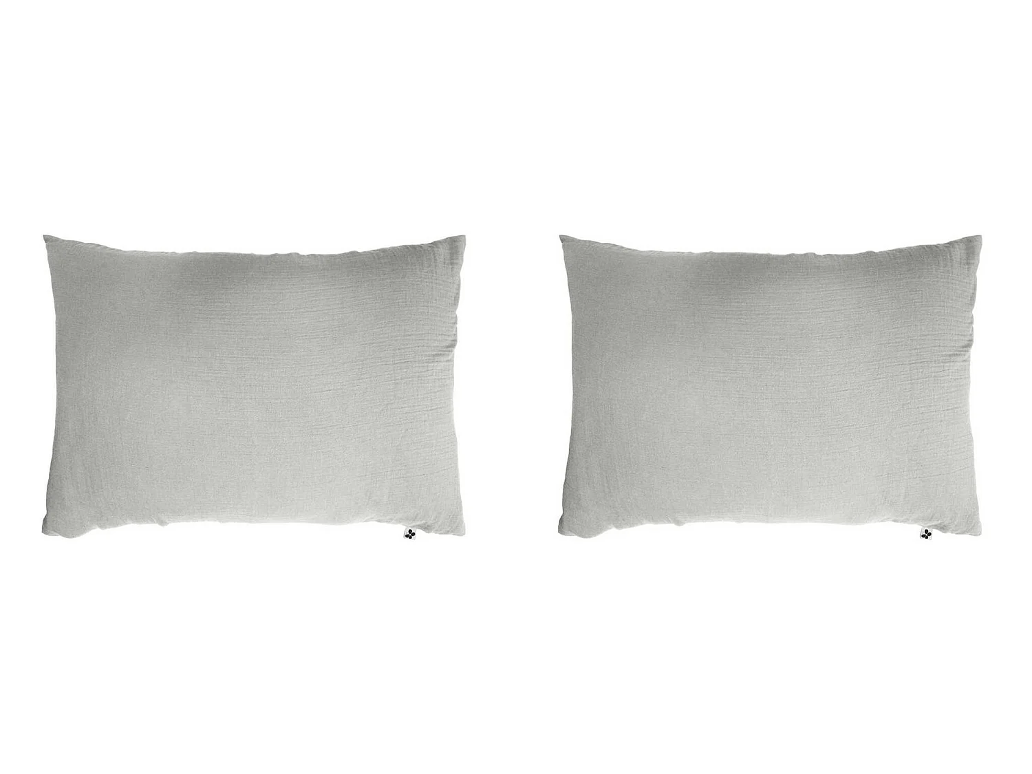 Lot de 2 taies d'oreillers double gaze de coton gris 50x70 cm