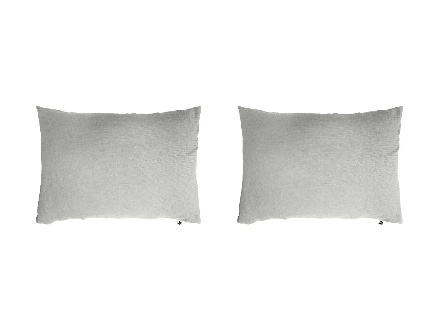 Lot de 2 taies d'oreillers double gaze de coton gris 50x70 cm