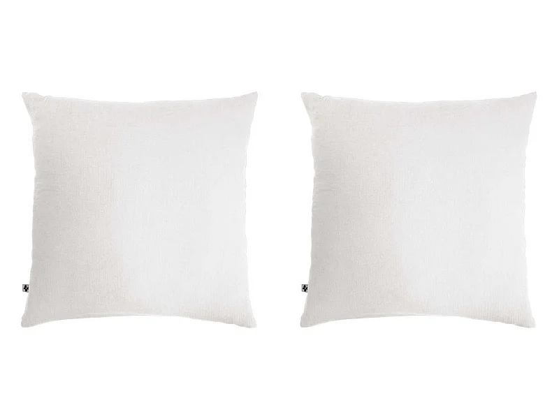 Lot de 2 taies d'oreillers double gaze de coton blanc 60x60 cm