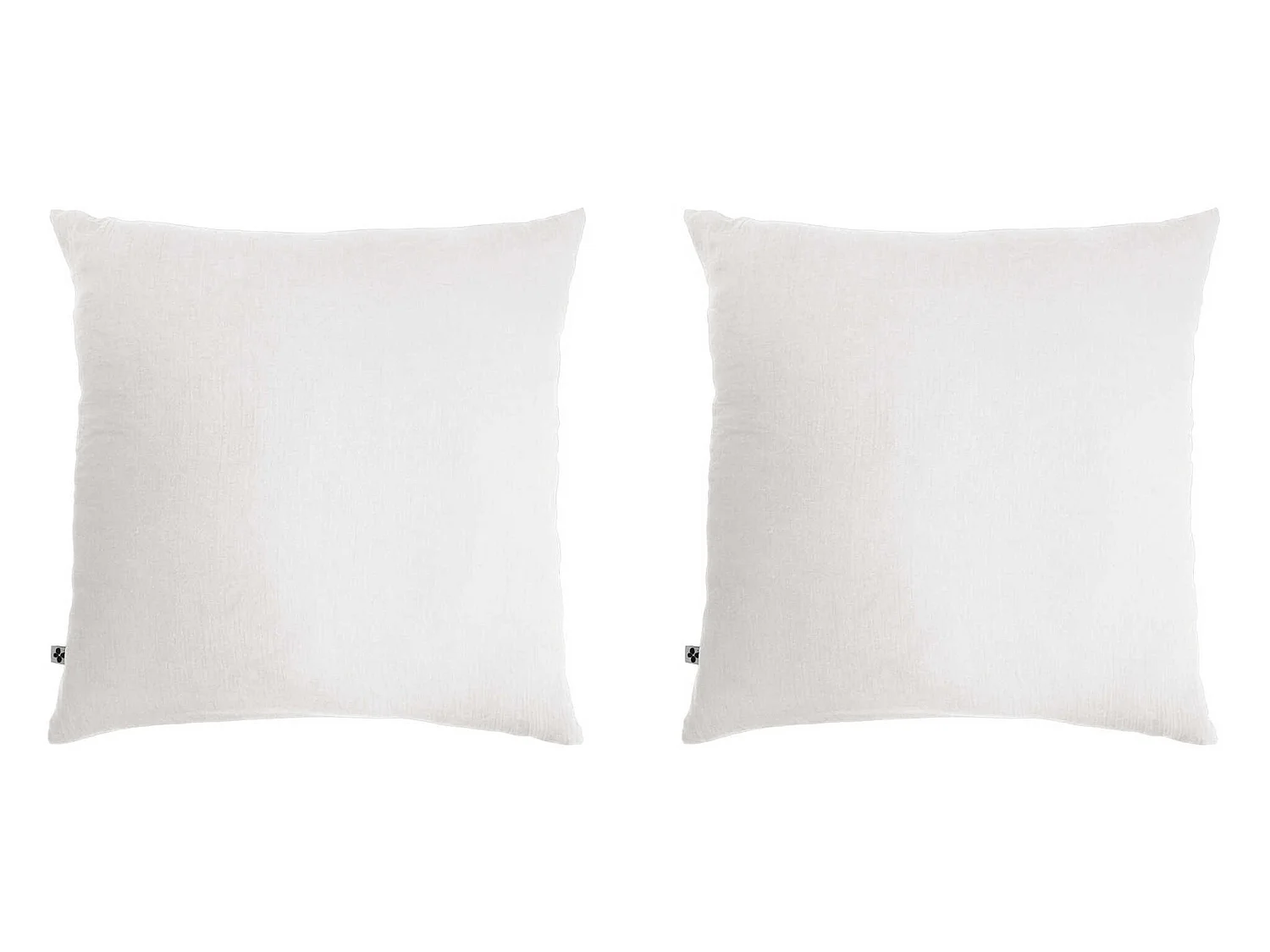 Lot de 2 taies d'oreillers double gaze de coton blanc 60x60 cm