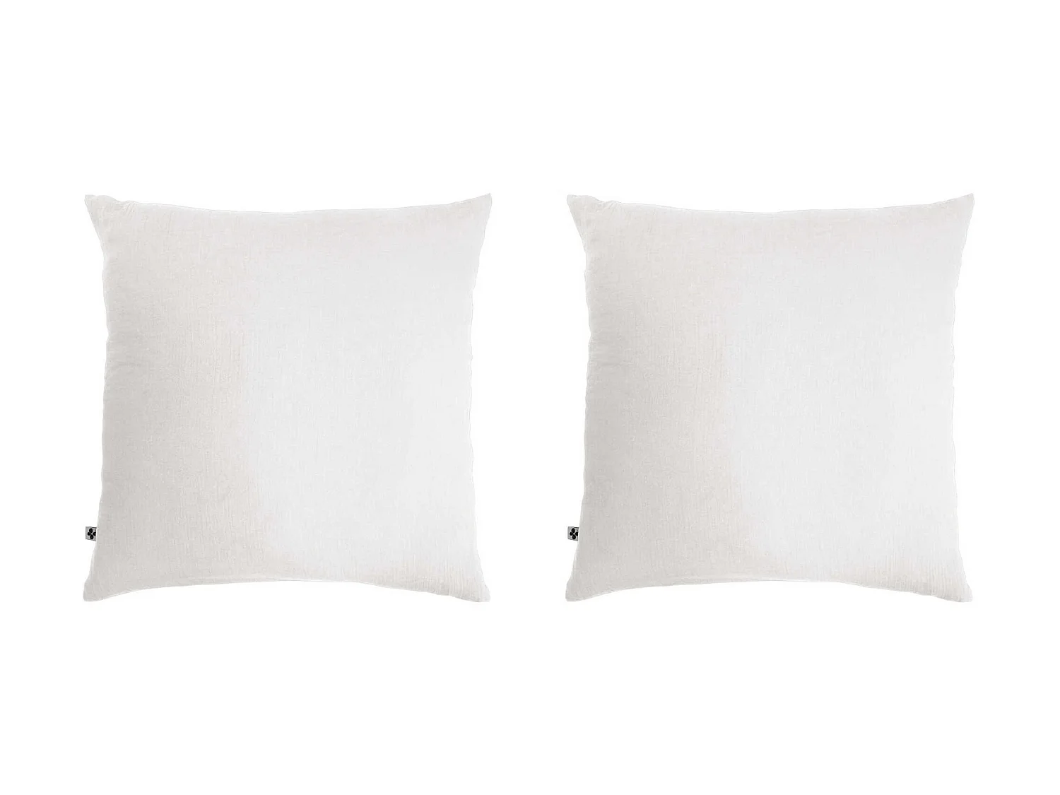 Lot de 2 taies d'oreillers double gaze de coton blanc 60x60 cm