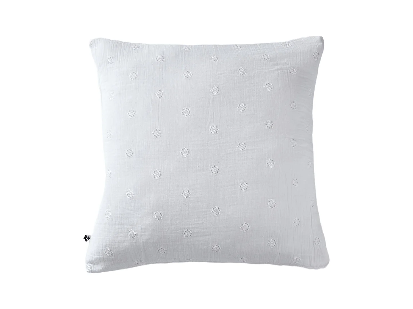 Taie d'oreiller brodée double gaze de coton blanc 60x60 cm