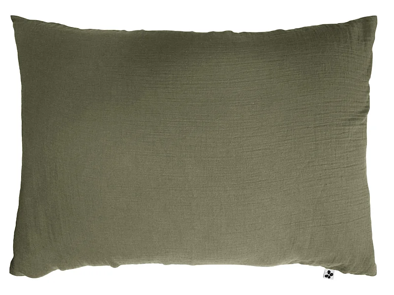 Taie d'oreiller double gaze de coton kaki 50x70 cm