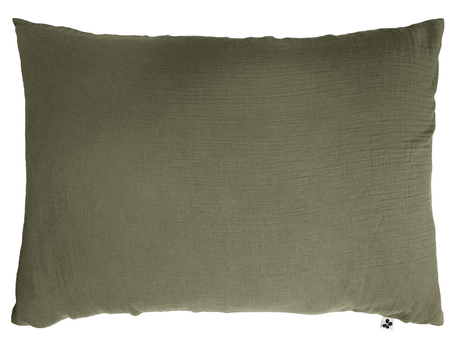 Taie d'oreiller double gaze de coton kaki 50x70 cm