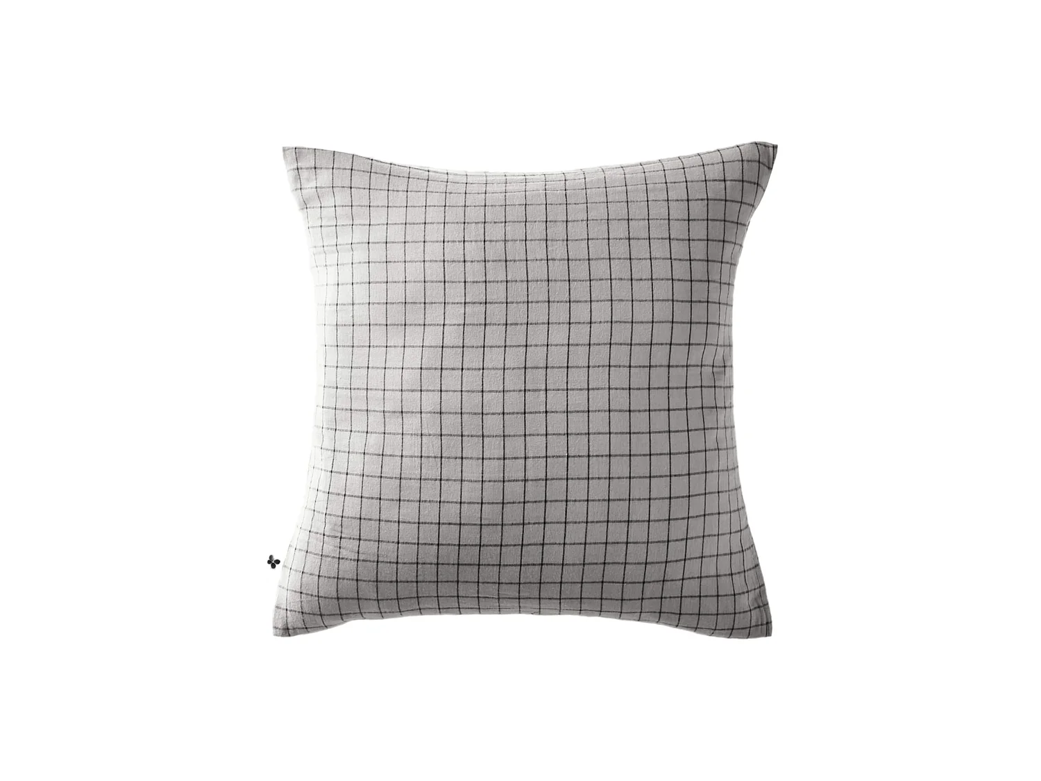 Taie d'oreiller à carreaux double gaze de coton gris 60x60