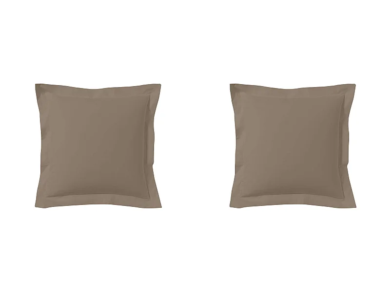 Lot de 2 taies d'oreillers taupe 100% coton biologique 65x65