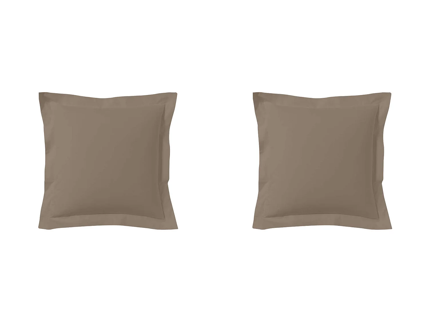 Lot de 2 taies d'oreillers taupe 100% coton biologique 65x65
